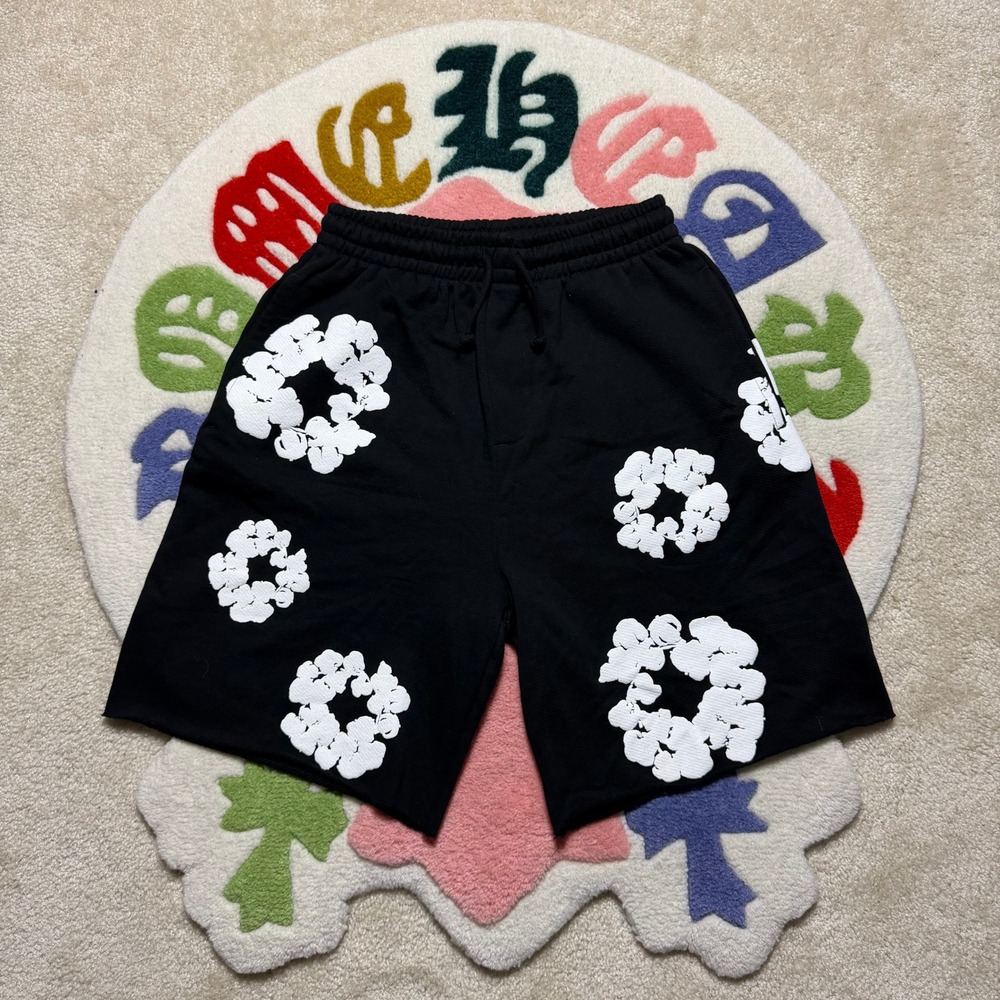 Denim Tears Cotton Wreath Sweat Shorts Black White DSM Size Small